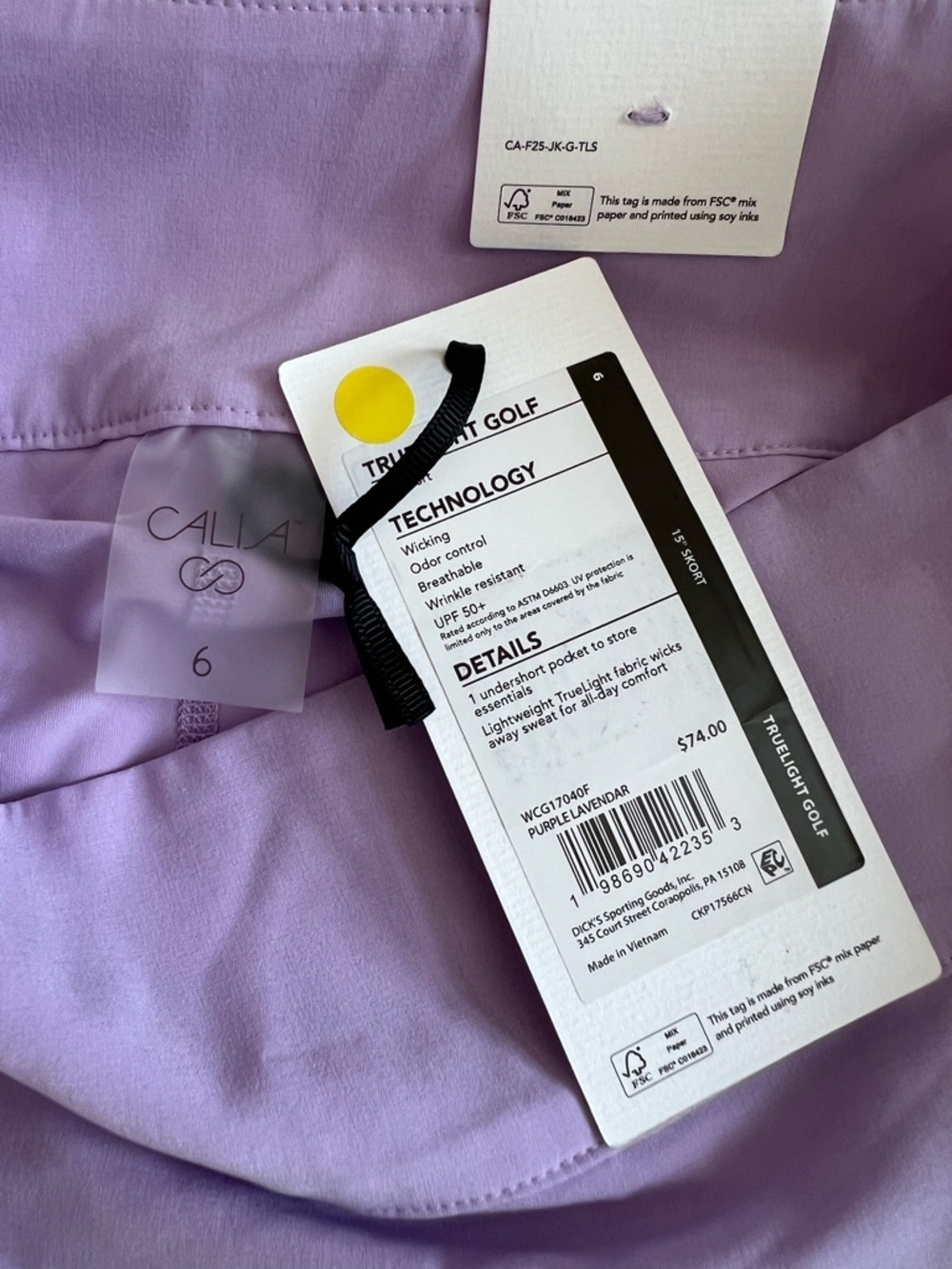 Calia Truelight 15" Golf Skort in Lavender Size 6 NWT - Picture 7 of 9
